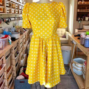GLITTERS FOR DINNER YELLOW POLKA DOT BOW DRESS